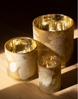 Windlicht goud met dennenappels