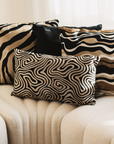 Zebra kussen champagne - zwart