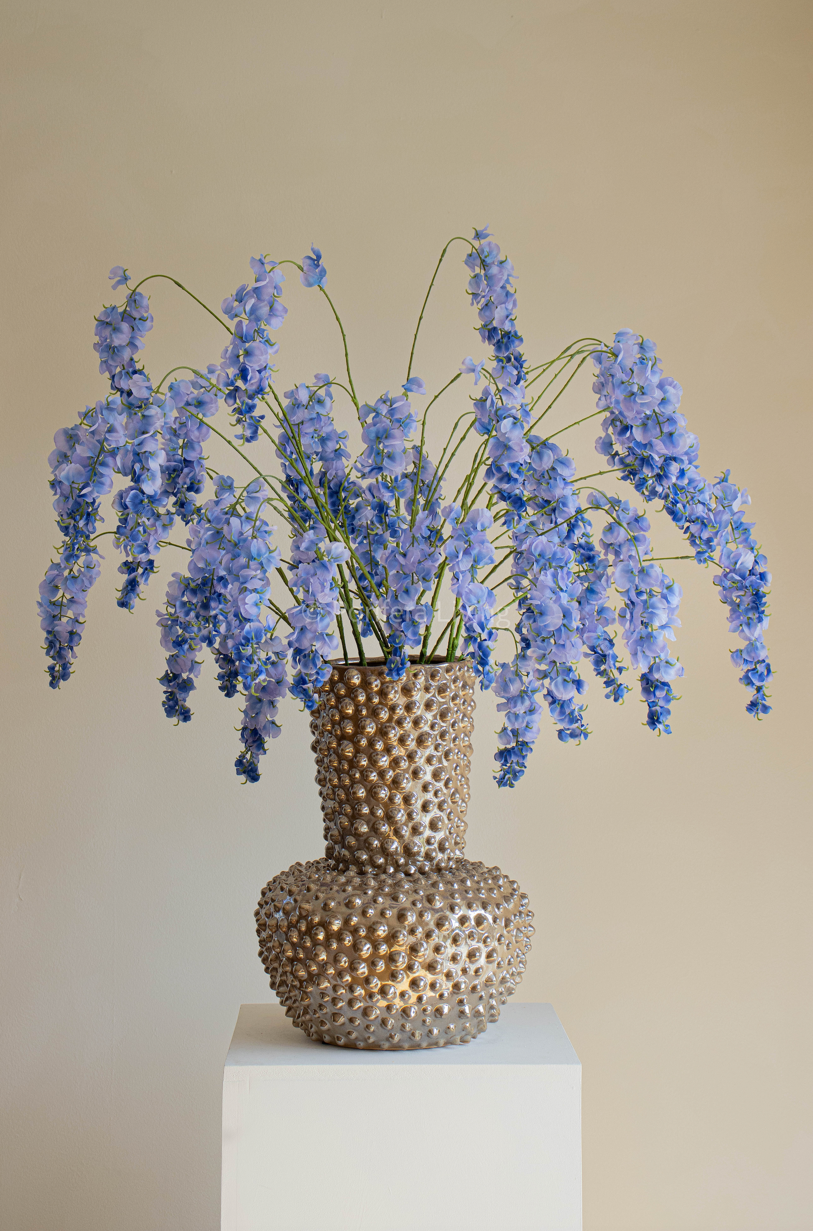 Large wisteria blauw incl. dots vaas