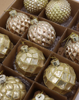 Box handgemaakte glazen kerstballen goud