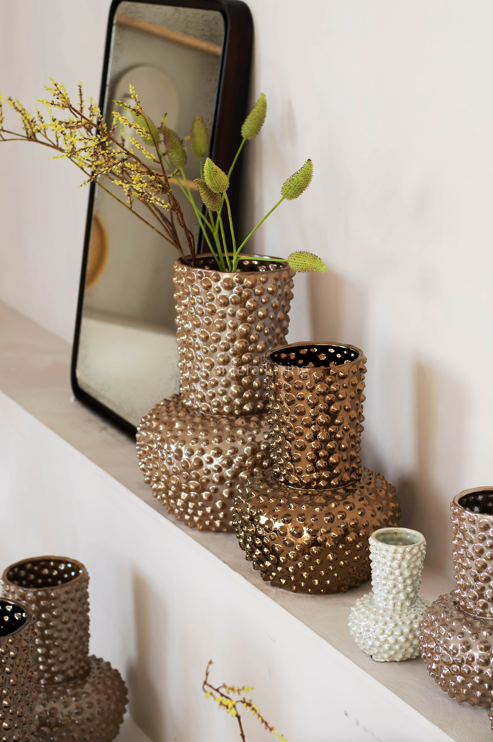 Dots vaas parelmoer bruin