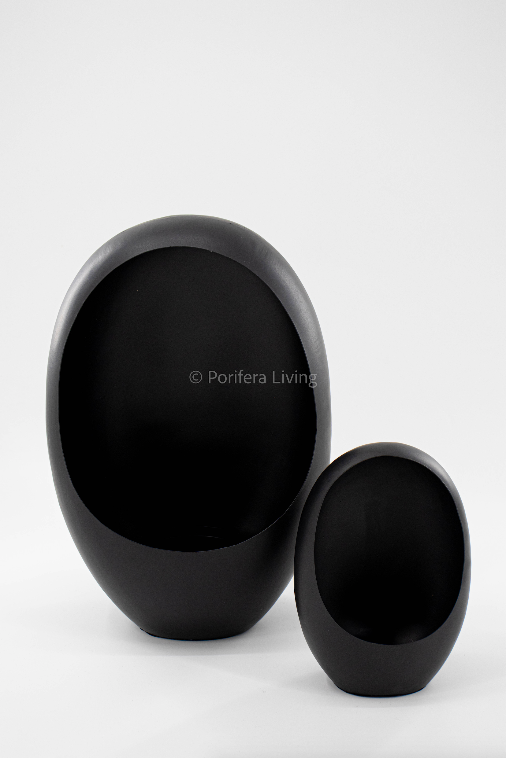 Windlicht egg zwart set van 2